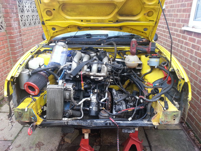 Engine bay in progress